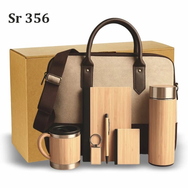 Wooden Bottle, Mug, Diary, Pen, Cardholder, Keychain & Jute Laptop Bag & Box