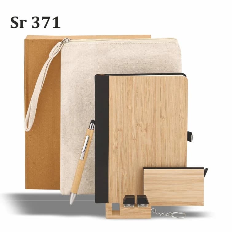 Box Pack, Canvas pouch, Pen, Cardholder, Keychain, Bamboo A5 Notebook